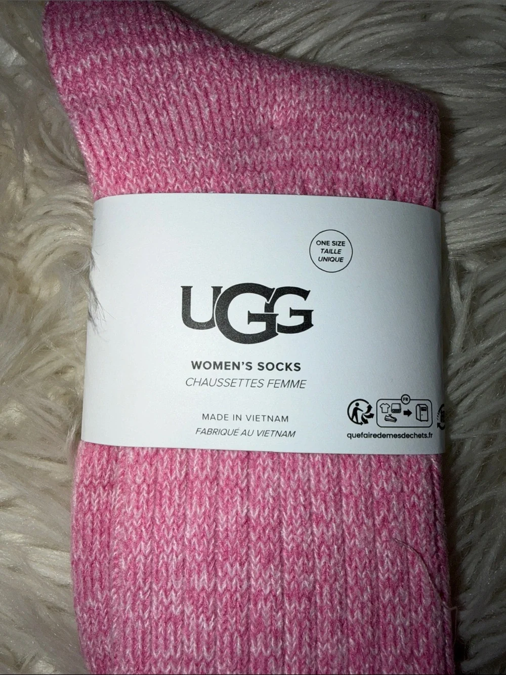UGG Pink Marled Knit Crew Socks